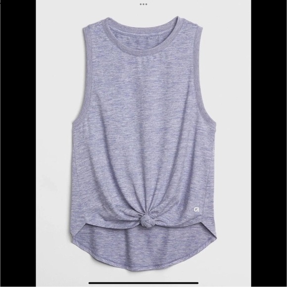 GapFit Brushed Tech Jersey Knot-Hem Tank Top Purple Small athletic gopcore lilac - Picture 4 of 12